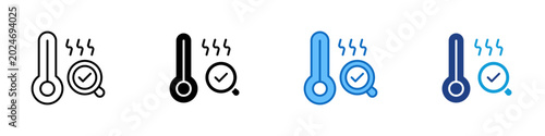 Foto Temperature Check Multiple Style Icon Design Vector - Thermometer with check mag