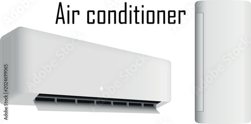 Bilde på lerret Air Conditioner with Cooling Air Flow Climate Control Equipment Vector Illustrat