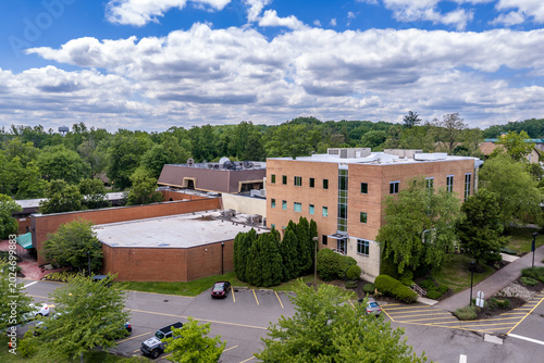 Valokuva Widener University Pennsylvania — Academic Building Tan Brick Facade Aerial Ches