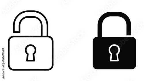 Tableau sur toile Open and closed padlock icons in contrasting colors