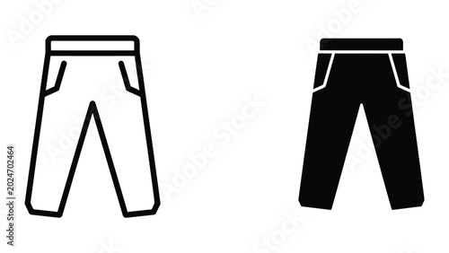 Schilderij op canvas Minimalist black and white cargo pants icon with pockets