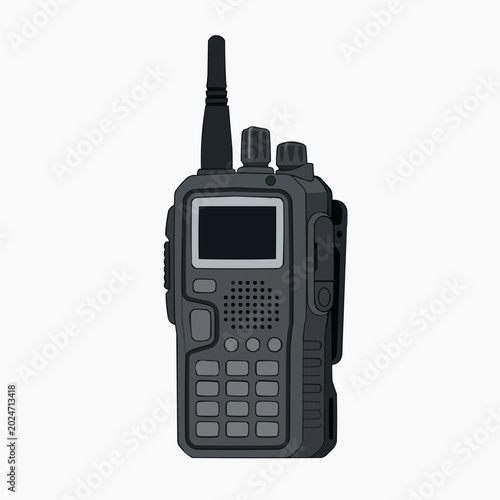 Modern Portable Two Way Radio Communicator Device with Antenna and Buttons