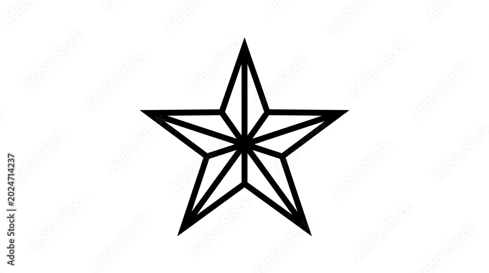 Obraz premium Simple Five-Pointed Star Line Art Illustration on White Background