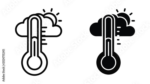 Bild auf Leinwand Thermometer icons showing sunny and rainy weather conditions