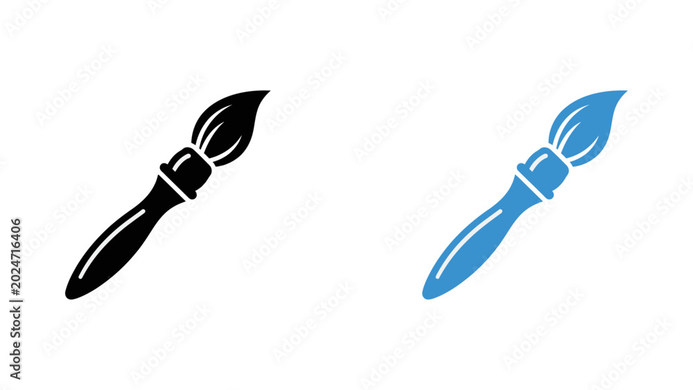 Obraz premium Paintbrush icons set in black and blue colors for art and design