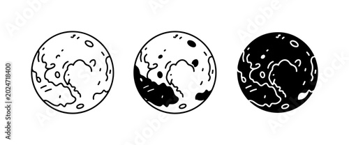 Photos Celestial Bodies Set: Moon Phases, Planets, Cosmic Icons, Astronomical Art, Spac