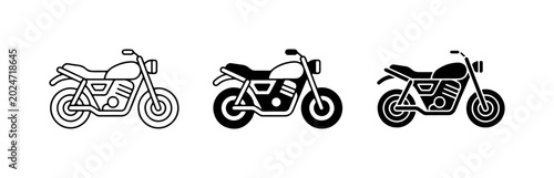 Foto Motorcycle Icons Set: Vintage Cafe Racer and Modern Sportbike Vector Graphics fo