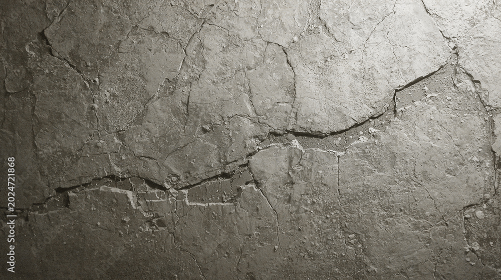Obraz premium Textured neutral charcoal gray cracked concrete background, modern industrial aesthetic design for professional brand identity, architectural advertising, and high-end minimalist product photography
