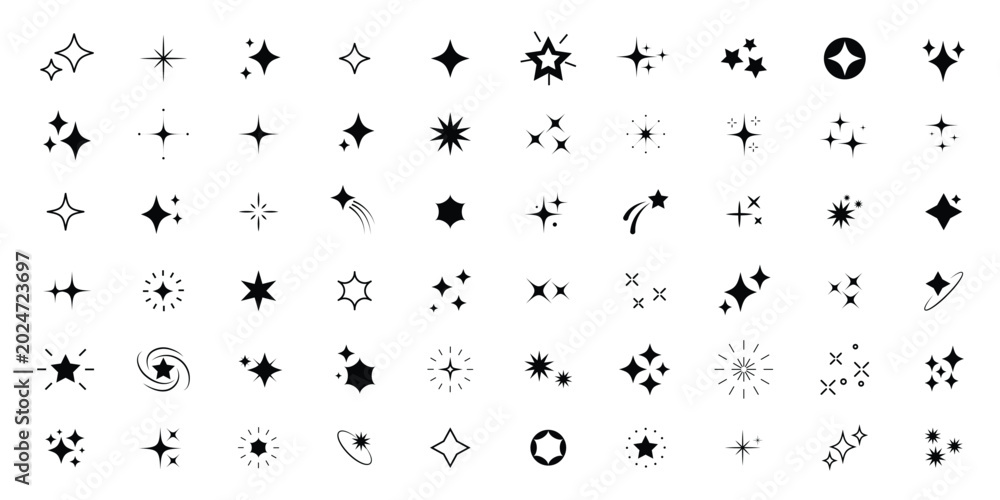 Obraz premium Magic Sparkle Icon Set – Starburst, Glitter Effects and Shiny Decorative Vector Icons.eps10