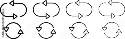 Tableau sur toile Repeat and refresh arrow icon vector set, loop or reload symbol isolated on whit