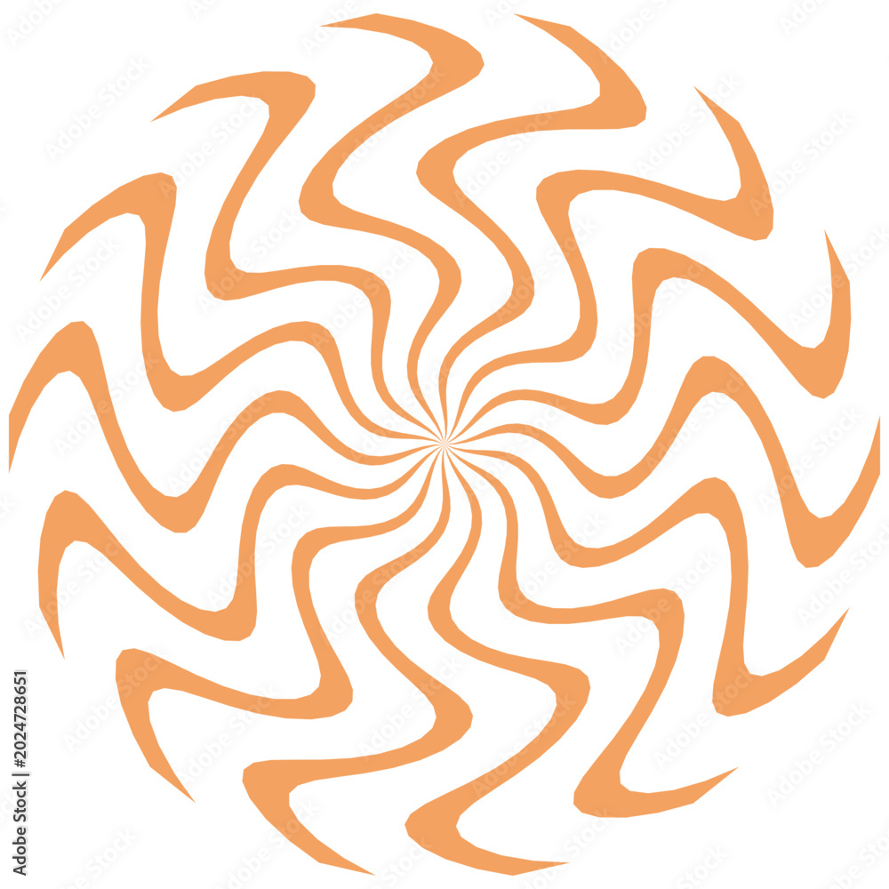 Fototapeta premium Abstract Spiral Swirl Radiating Orange Minimalist Flat Vector Icon for Logo Branding Web Design