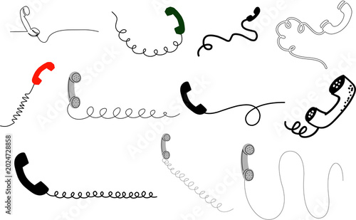 Fotografija vector illustration of a set of telephone symbols ,  Telephone Vector , reciever