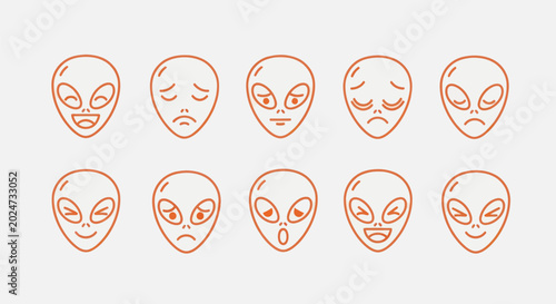 Foto Alien faces expressing emotions set