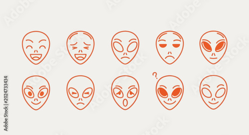 Photos Alien heads with various facial expressions