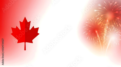 Canada maple leaf and fireworks celebration Canada Day