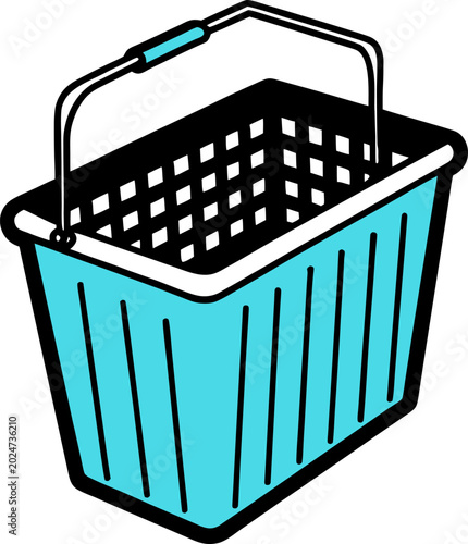 Foto A light blue plastic wastebasket is centered in a brightly lit studio setting against a plain white background