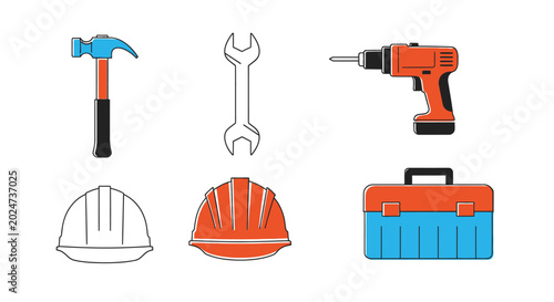 Foto Construction tools and safety equipment.
