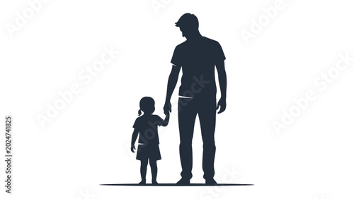 Photography Father and Daughter Silhouette: A touching silhouette captures a father holding his young daughter's hand, a timeless symbol of love, protection, and connection between parent and child