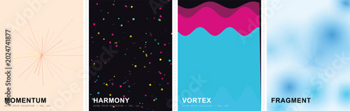 Photos Modern abstract poster collection, set of 4 minimalist vector backgrounds, momen