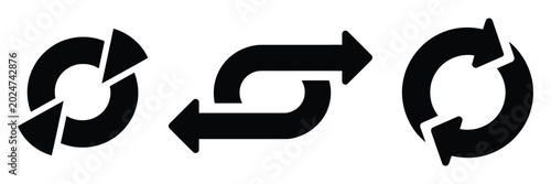 Принти на полотні Thin Reverse Arrow Icon Set with Replace Action Symbols, Direction Reversal Icon