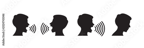 Black silhouettes of people talking to each other