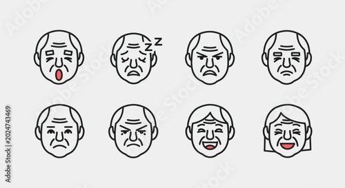 Photography Elderly people emoticon set
