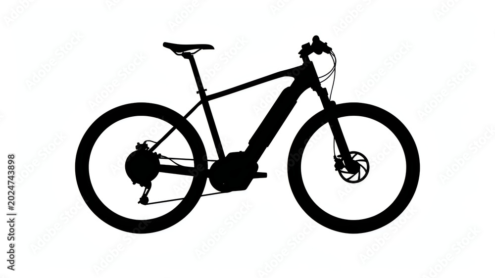 Fototapeta premium Black bicycle, mountain bike, bike silhouette, cycling, sports equipment