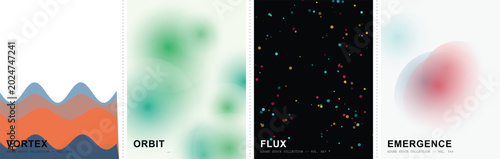 Photos Abstract minimalist poster collection, vortex waves and orbit gradient backgroun