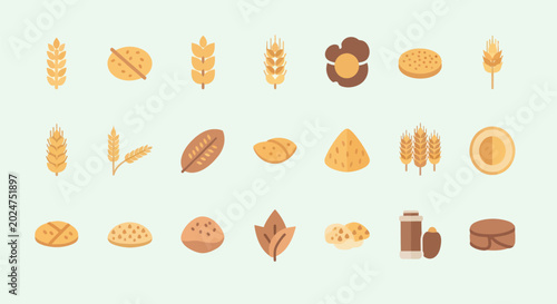 Foto Bakery icons wheat bread and baked goods