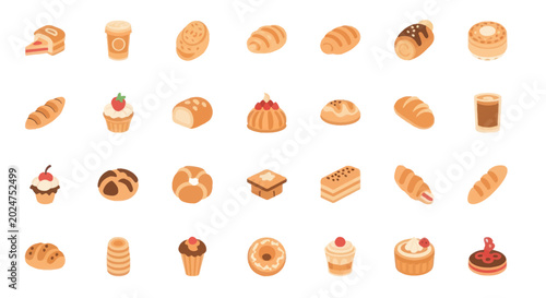 Bild auf Leinwand Bakery items breads pastries and beverages
