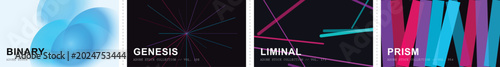 Foto Abstract geometric background set with 4 EPS banners, modern blue binary fluid s