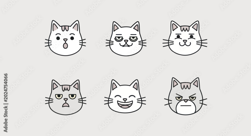 Naklejka premium Cat face expressions illustration
