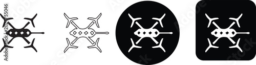 Tableau sur toile Minimalist top view drone icon set with sleek sharp arrowhead fuselage design