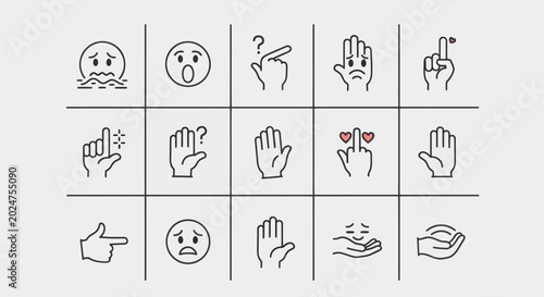Foto Emoticon and hand gesture icon set