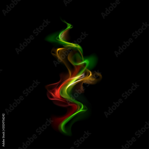 Colorful Neon Smoke Wave On Black Background Vector,colorful smoke, neon wave, rainbow smoke
