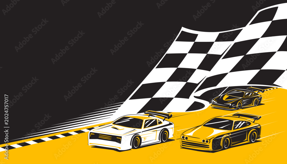Naklejka premium Motorsport cars racing background design. Sports race concept