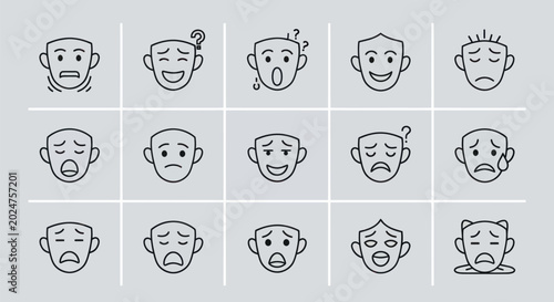 Photos Emoticon faces in simple line art