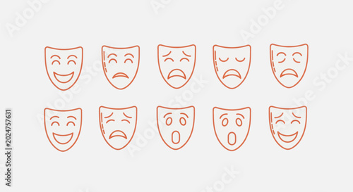 Photos Emotion masks set joy sadness fear