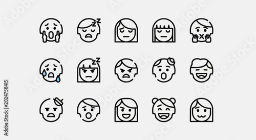 Tableau sur toile Emotions illustrated line icons on white