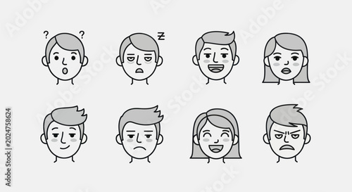 Emotions illustrated simple character icons