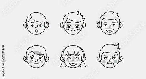Emotions illustrated simple face icons