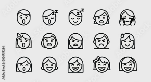 Emotions illustrated vector icon set