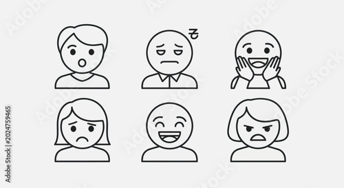 Emotions illustrated vector icons of human faces