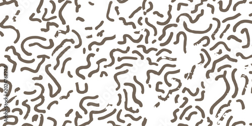 Schilderij op canvas Abstract brown organic squiggle shapes seamless pattern with irregular hand drawn doodle lines vector illustration
