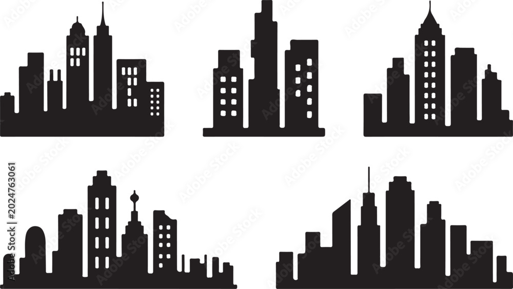 Fototapeta premium Modern skyline silhouette city vector illustration
