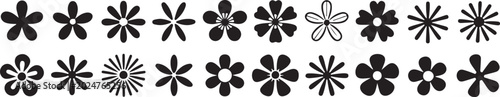 Foto Black and white floral vector icons set
