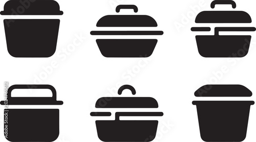 Foto Six different black kitchen pot and lid icons