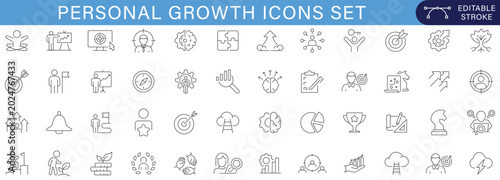 Φωτογραφία Personal Growth Icons Set for Career Development, Success Achievement, Leadershi