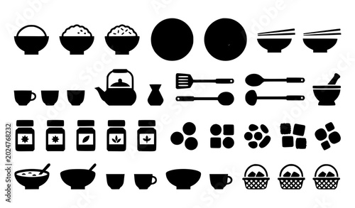 Traditional local food illustration set with authentic cuisine and street food culture elements