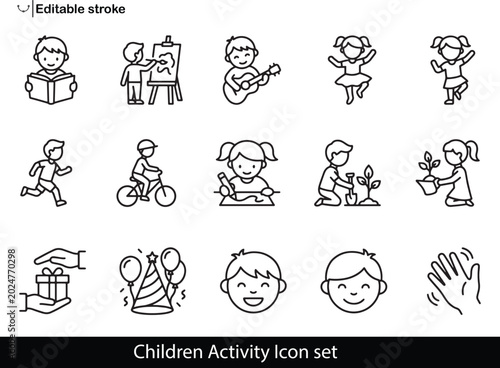 Children activity icon set illustration Vector